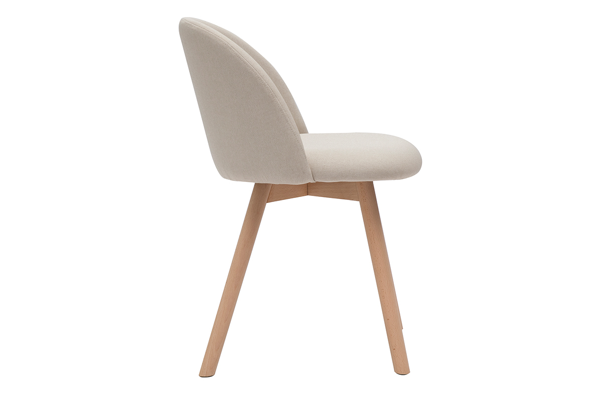 Chaises scandinaves en tissu naturel et bois clair massif (lot de 2) CELESTE