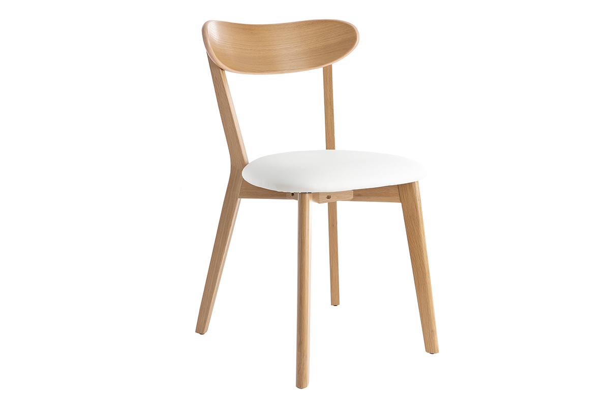 Chaises vintage en bois clair chne et blanc (lot de 2) DOVE