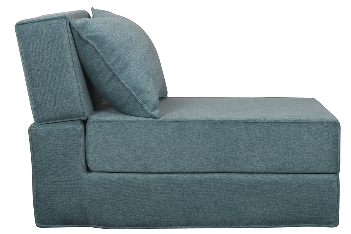 Chauffeuse 1 place convertible en tissu effet velours bleu VICTOR