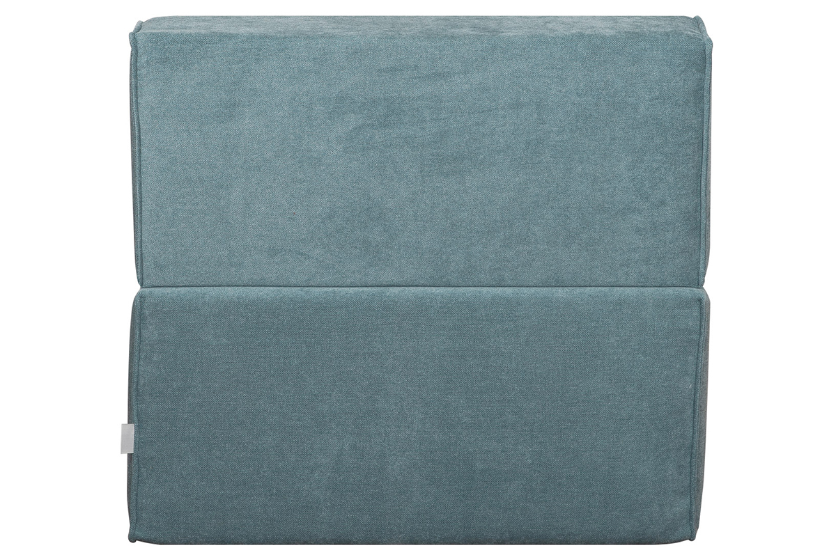 Chauffeuse 1 place convertible en tissu effet velours bleu VICTOR