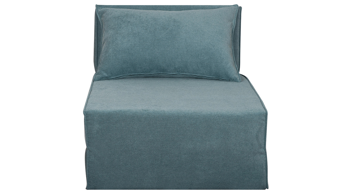 Chauffeuse 1 place convertible en tissu effet velours bleu VICTOR