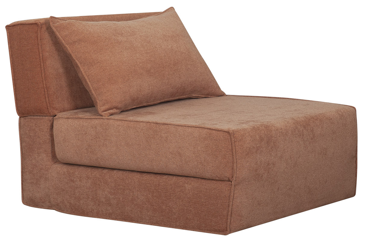 Chauffeuse 1 place convertible en tissu effet velours terracotta VICTOR