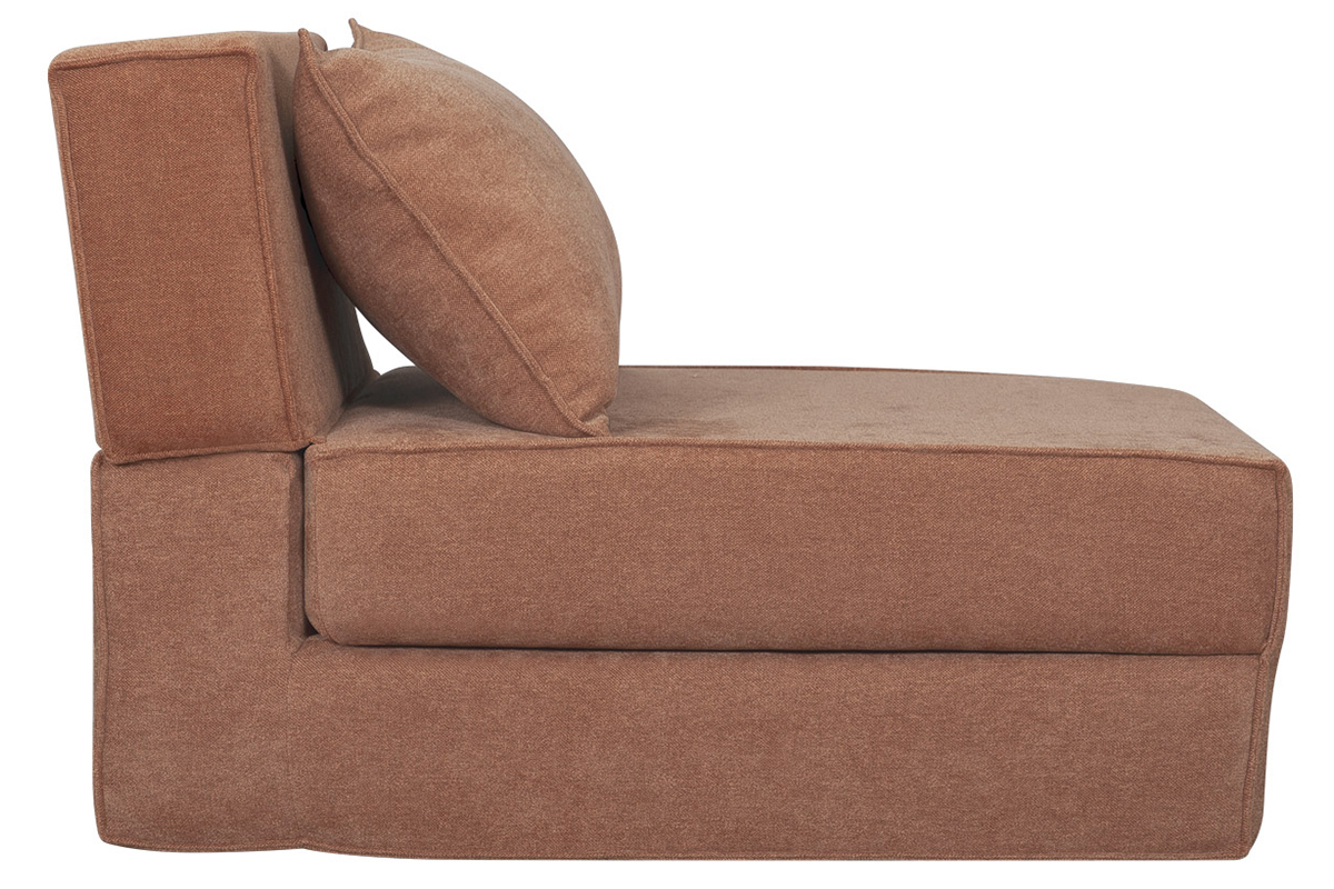 Chauffeuse 1 place convertible en tissu effet velours terracotta VICTOR