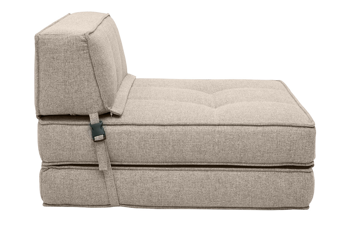 Chauffeuse 1 place convertible en tissu taupe KATY