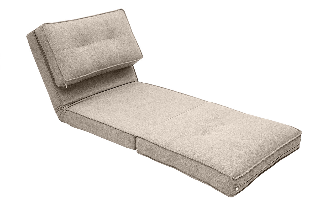 Chauffeuse 1 place convertible en tissu taupe SALLY