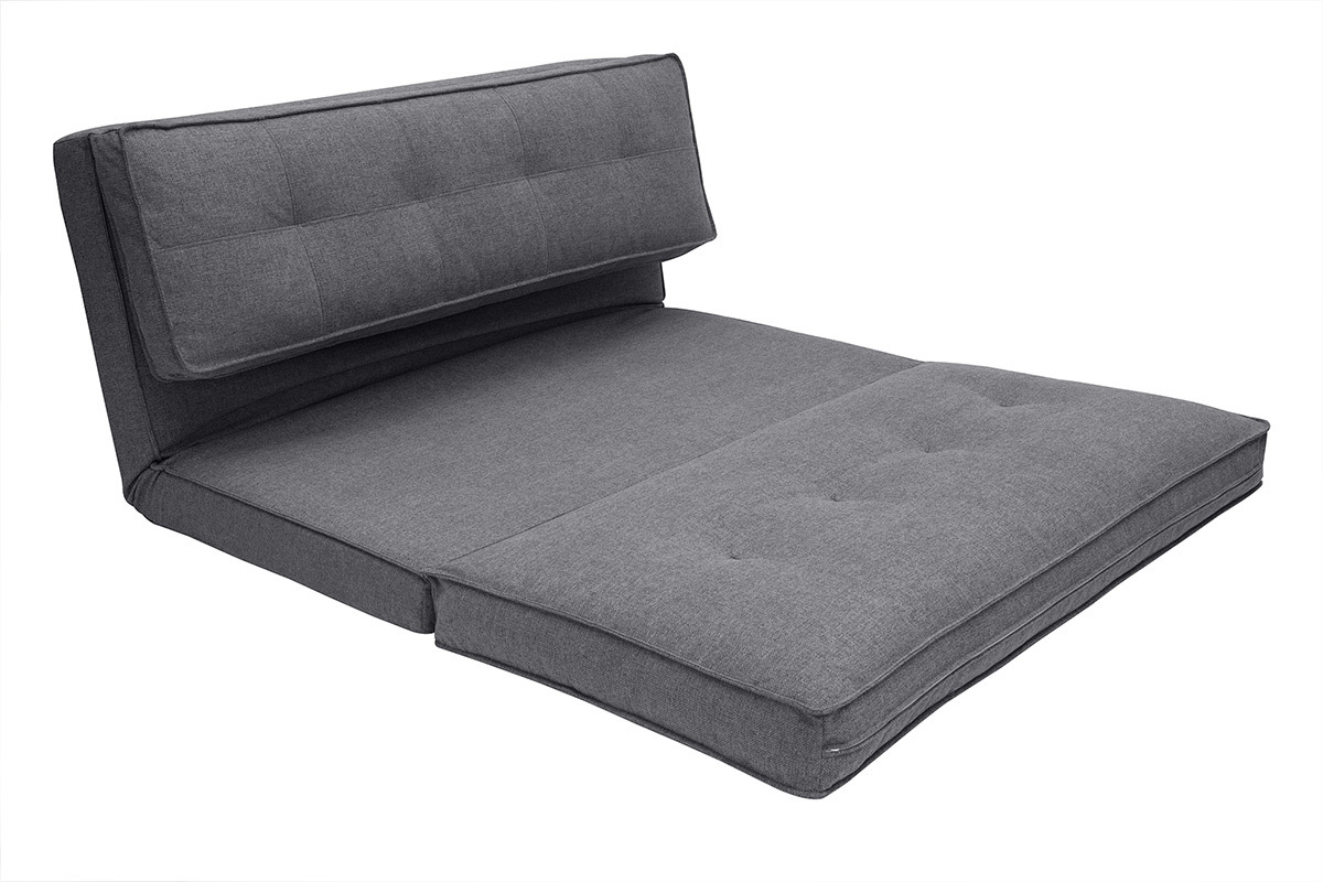 Chauffeuse 2 places convertible en tissu gris SALLY