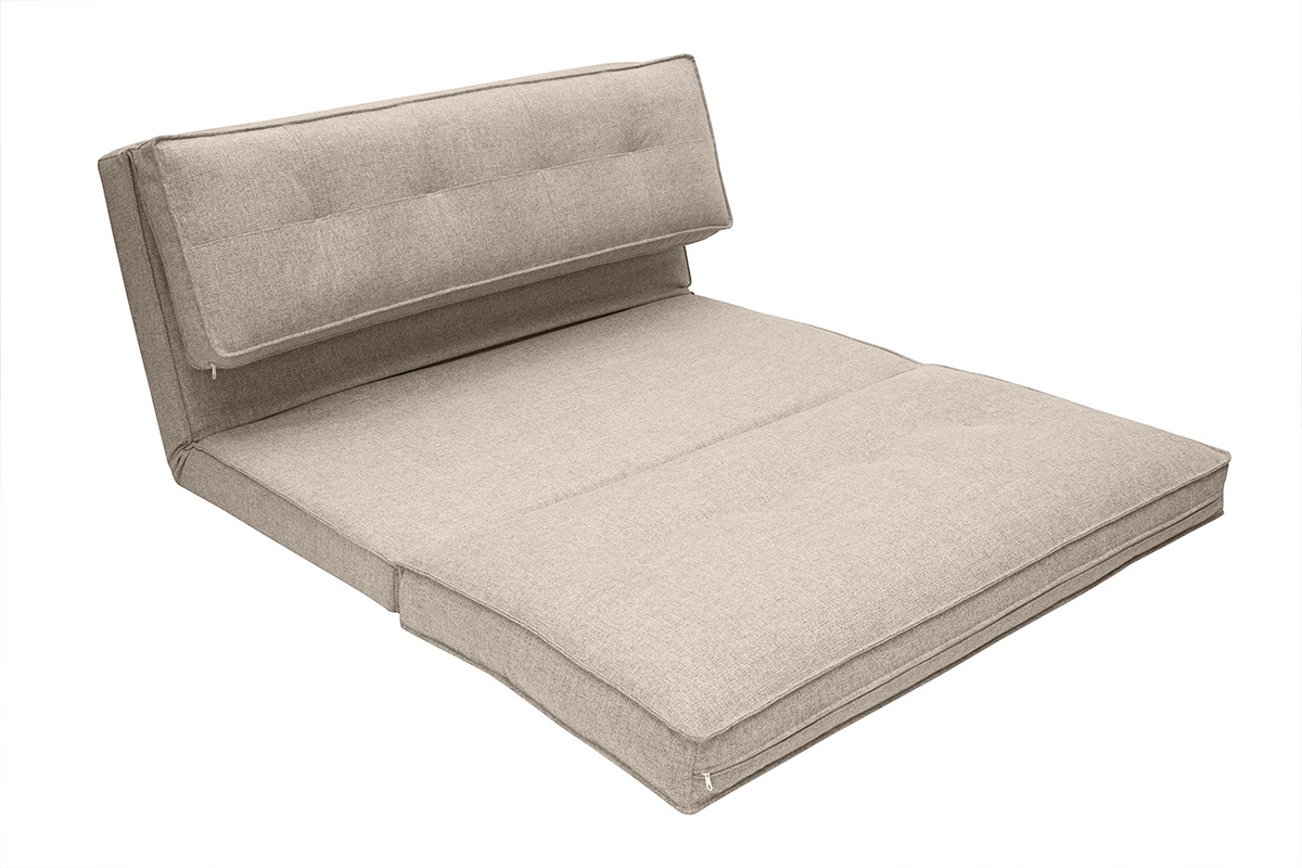 Chauffeuse 2 places convertible en tissu taupe SALLY