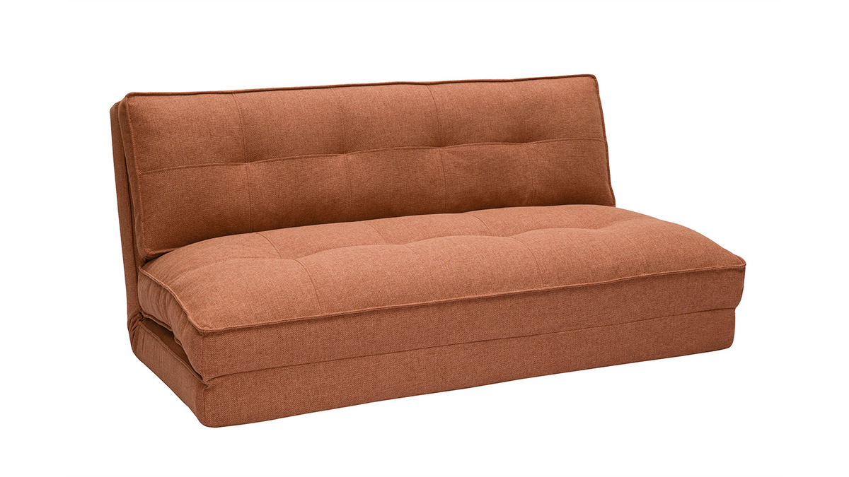 Chauffeuse 2 places convertible en tissu terracotta SALLY