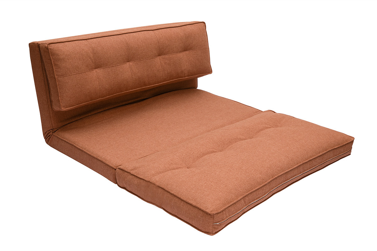 Chauffeuse 2 places convertible en tissu terracotta SALLY