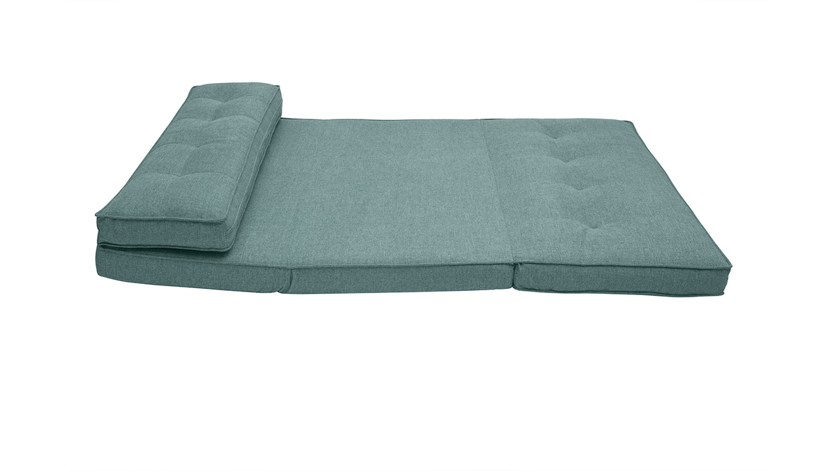 Chauffeuse 2 places convertible en tissu vert de gris SALLY