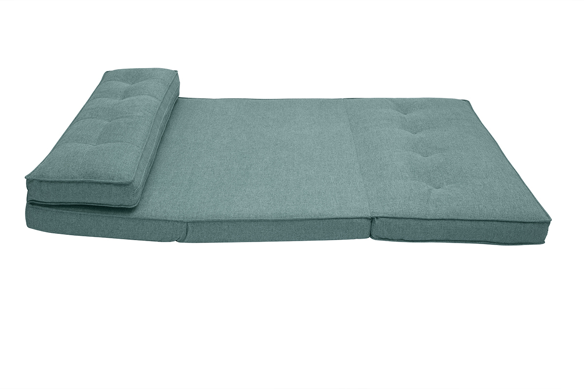 Chauffeuse 2 places convertible en tissu vert de gris SALLY