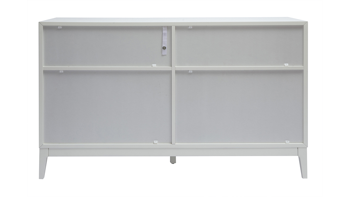 Commode blanche mat et mtal dor 6 tiroirs L120 cm GIANA