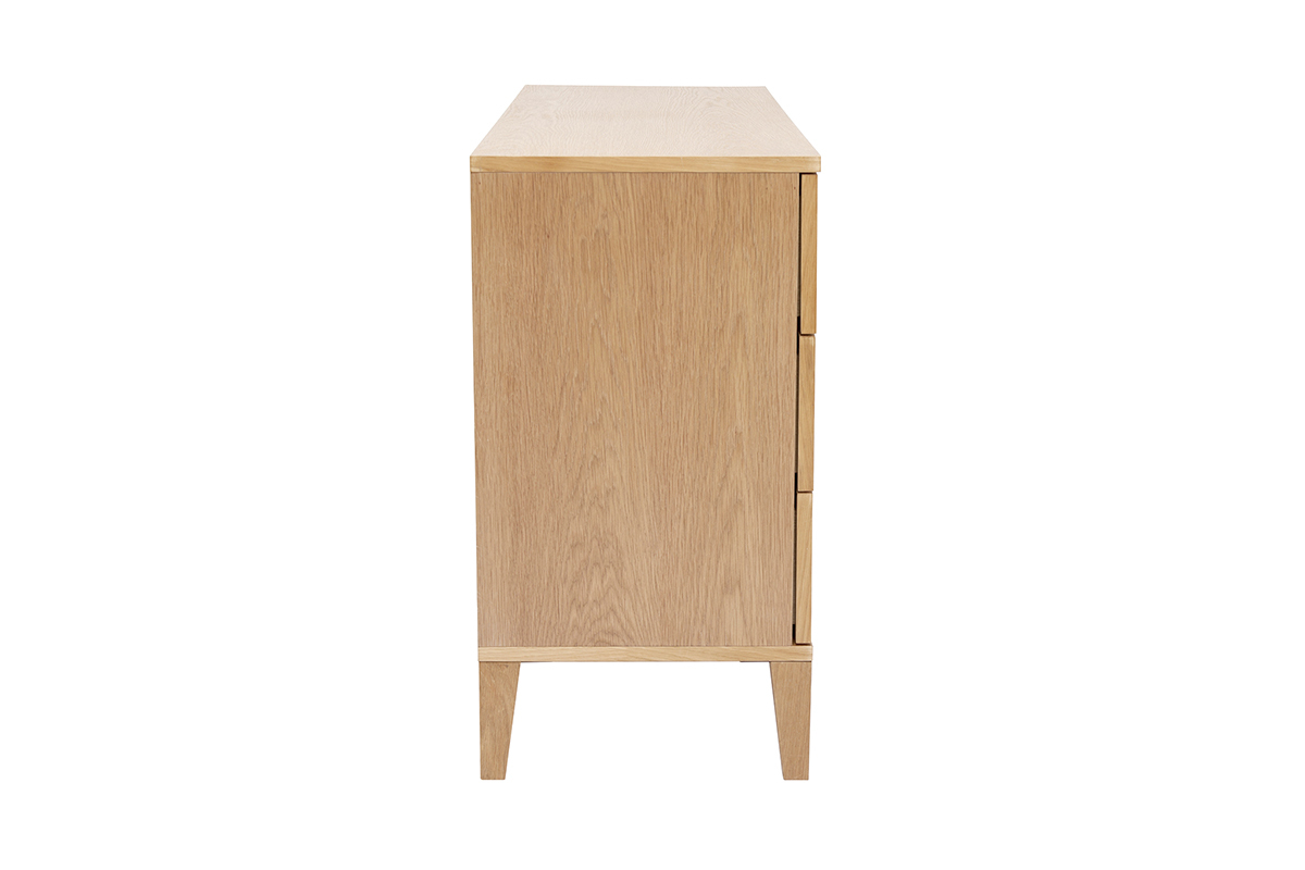 Commode en bois clair chne 6 tiroirs L120 cm FREDDY