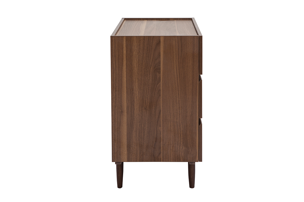 Commode finition bois fonc noyer 3 tiroirs L80 cm SANAA