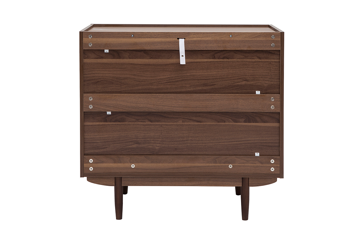 Commode finition bois fonc noyer 3 tiroirs L80 cm SANAA