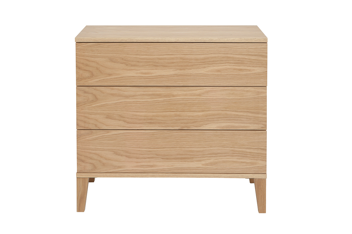 Commode scandinave en bois clair chne 3 tiroirs L80 cm FREDDY