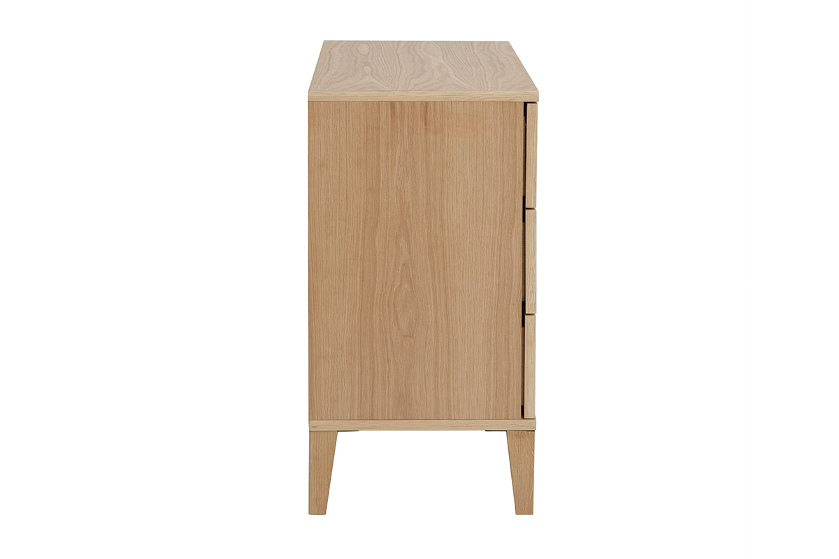 Commode scandinave en bois clair chne 3 tiroirs L80 cm FREDDY