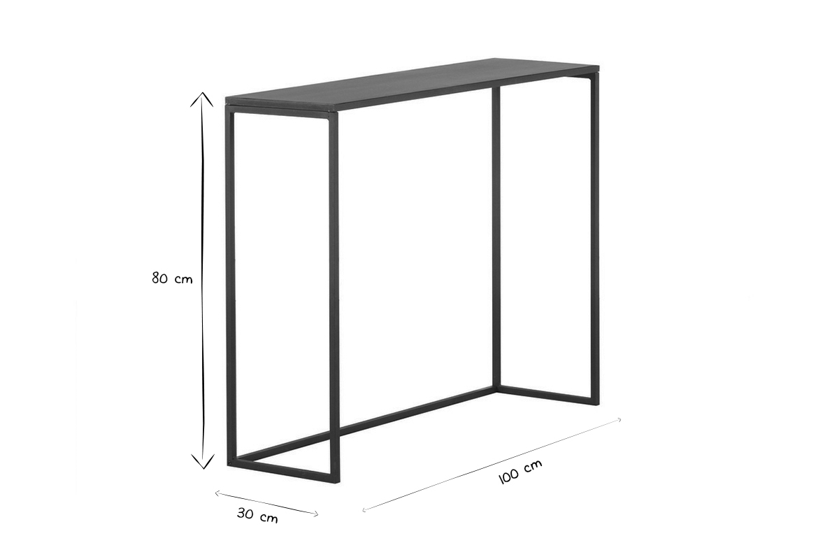 Console industrielle en mtal noir L100 cm KARL