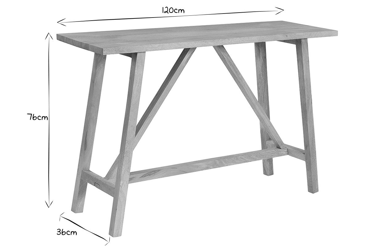 Console naturelle en bois manguier massif L120 cm YORI