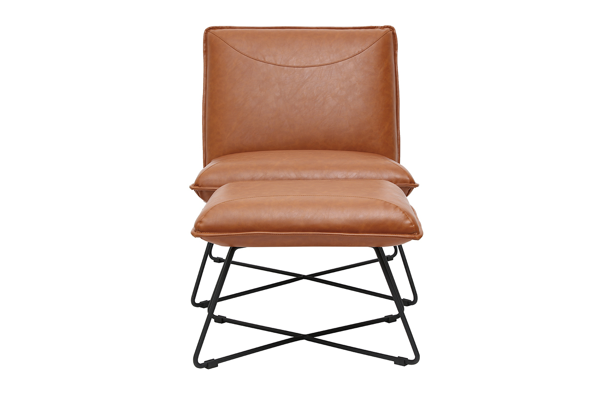 Fauteuil avec repose pied vintage marron PHILO