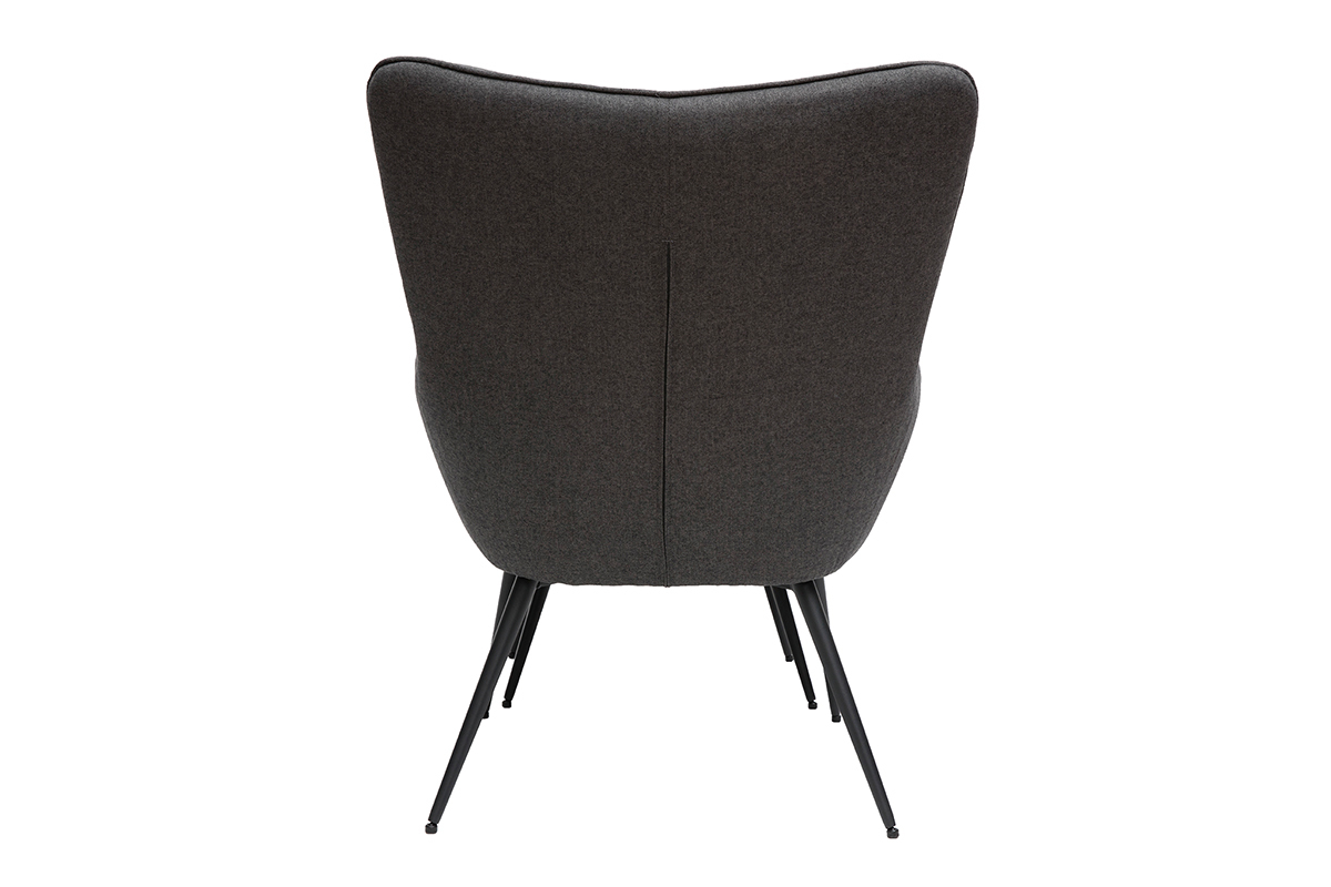 Fauteuil avec repose-pieds en tissu gris fonc MOOD