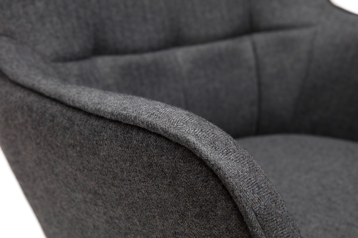 Fauteuil avec repose-pieds en tissu gris fonc MOOD