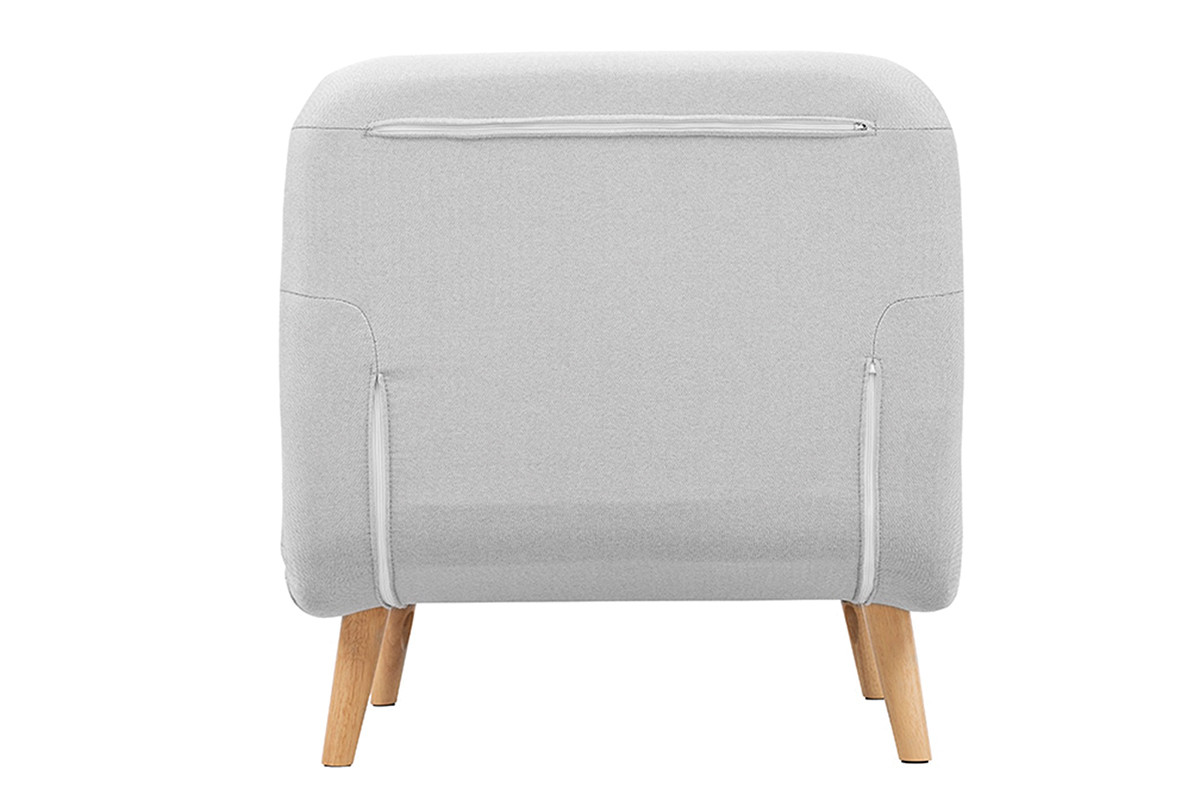 Fauteuil convertible scandinave en tissu gris clair et bois clair AMIKO