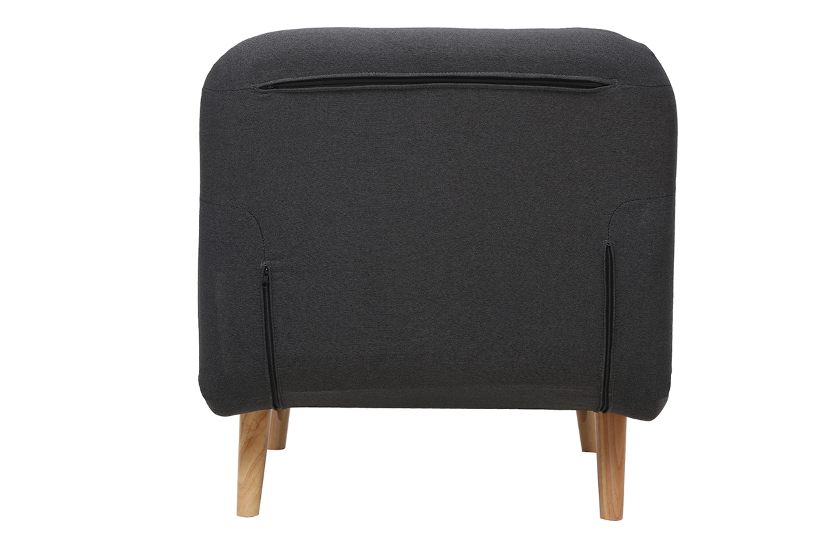 Fauteuil convertible scandinave en tissu gris fonc et bois noir AMIKO