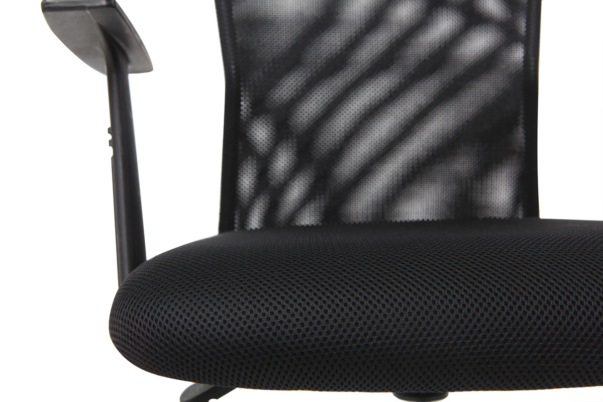 Fauteuil de bureau  roulettes design en mesh noir et acier chrom PLUZ