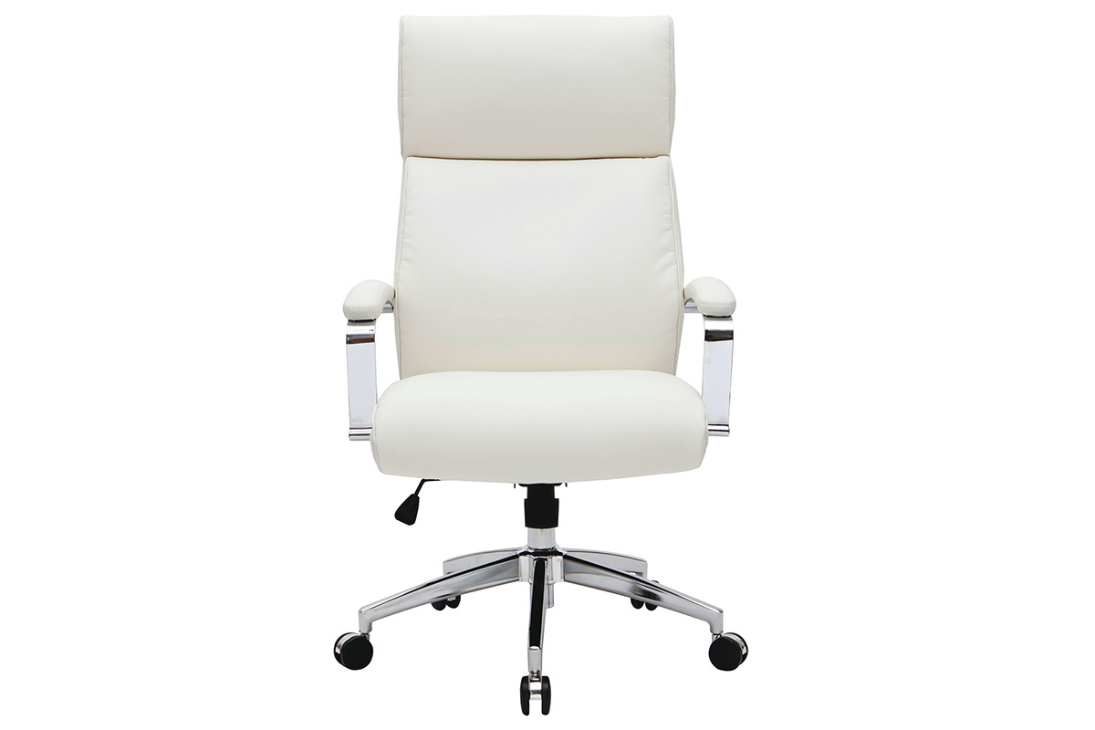 Fauteuil de bureau cuir blanc CITY - cuir de vache