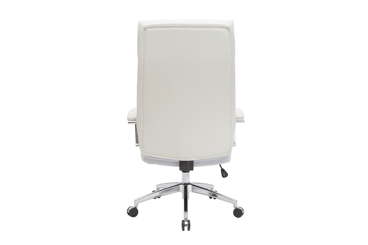 Fauteuil de bureau cuir blanc CITY - cuir de vache