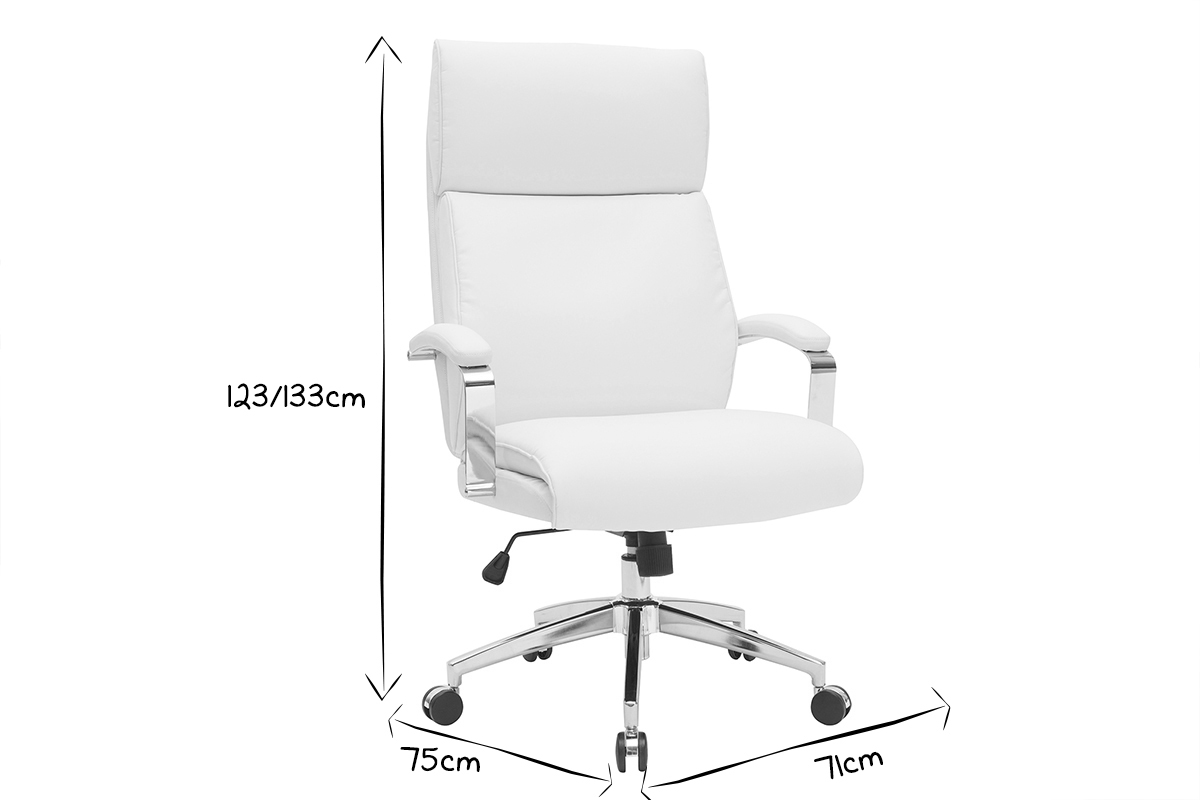 Fauteuil de bureau cuir blanc CITY - cuir de vache