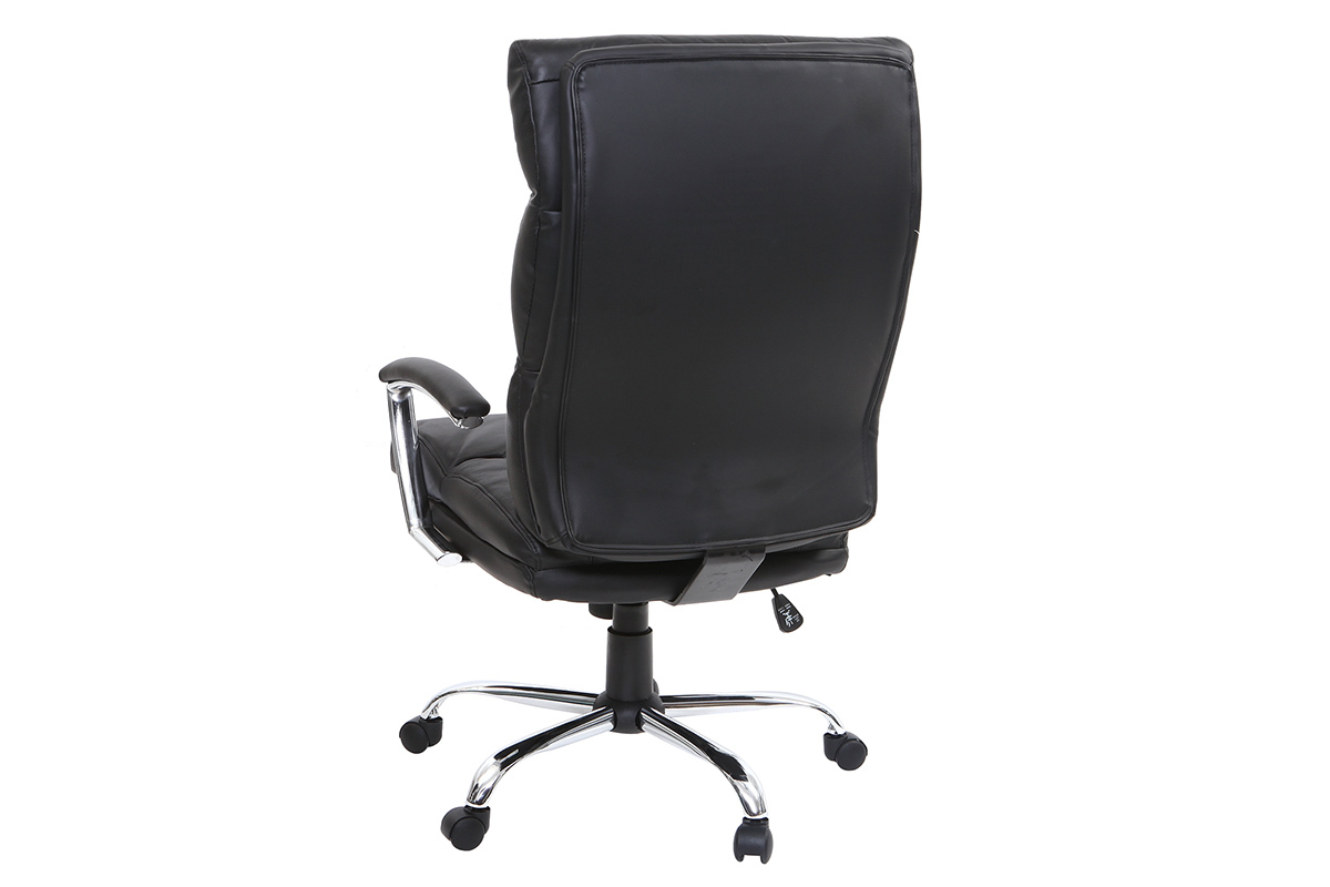 Fauteuil de bureau design cuir noir TILIO - cuir de vache