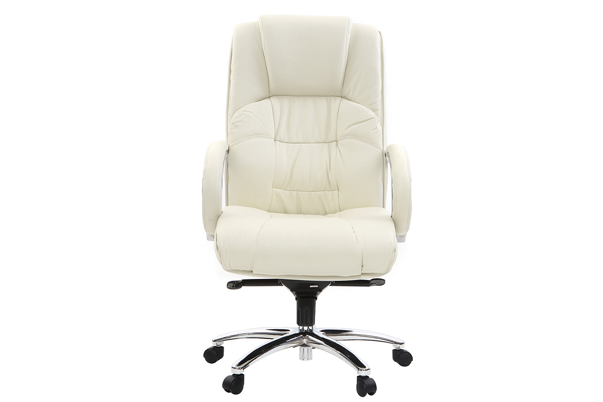 Fauteuil de bureau en cuir blanc DONATELLO - cuir de vache