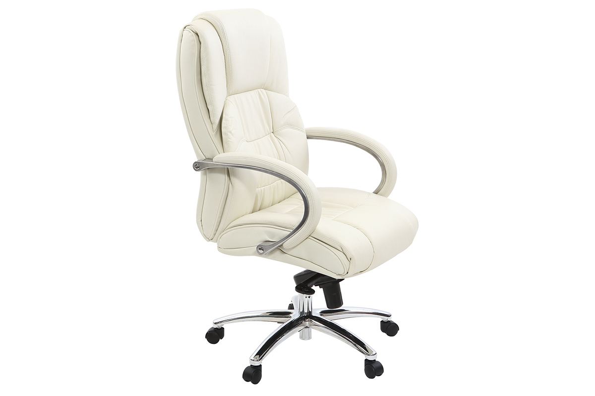 Fauteuil de bureau en cuir blanc DONATELLO - cuir de vache