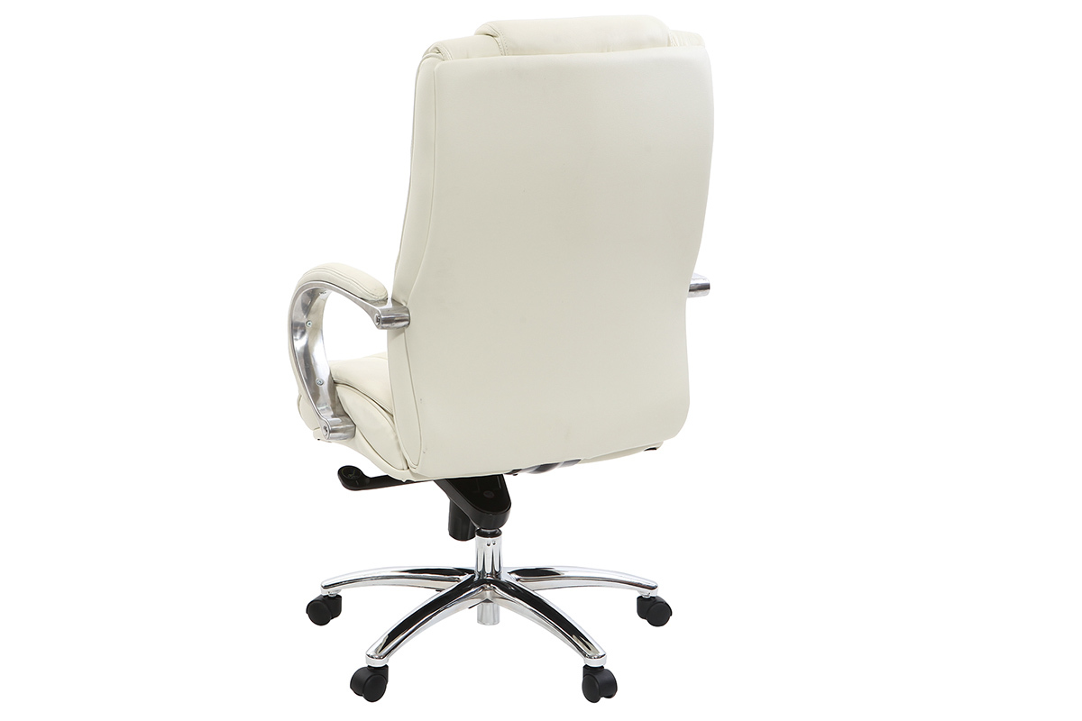 Fauteuil de bureau en cuir blanc DONATELLO - cuir de vache