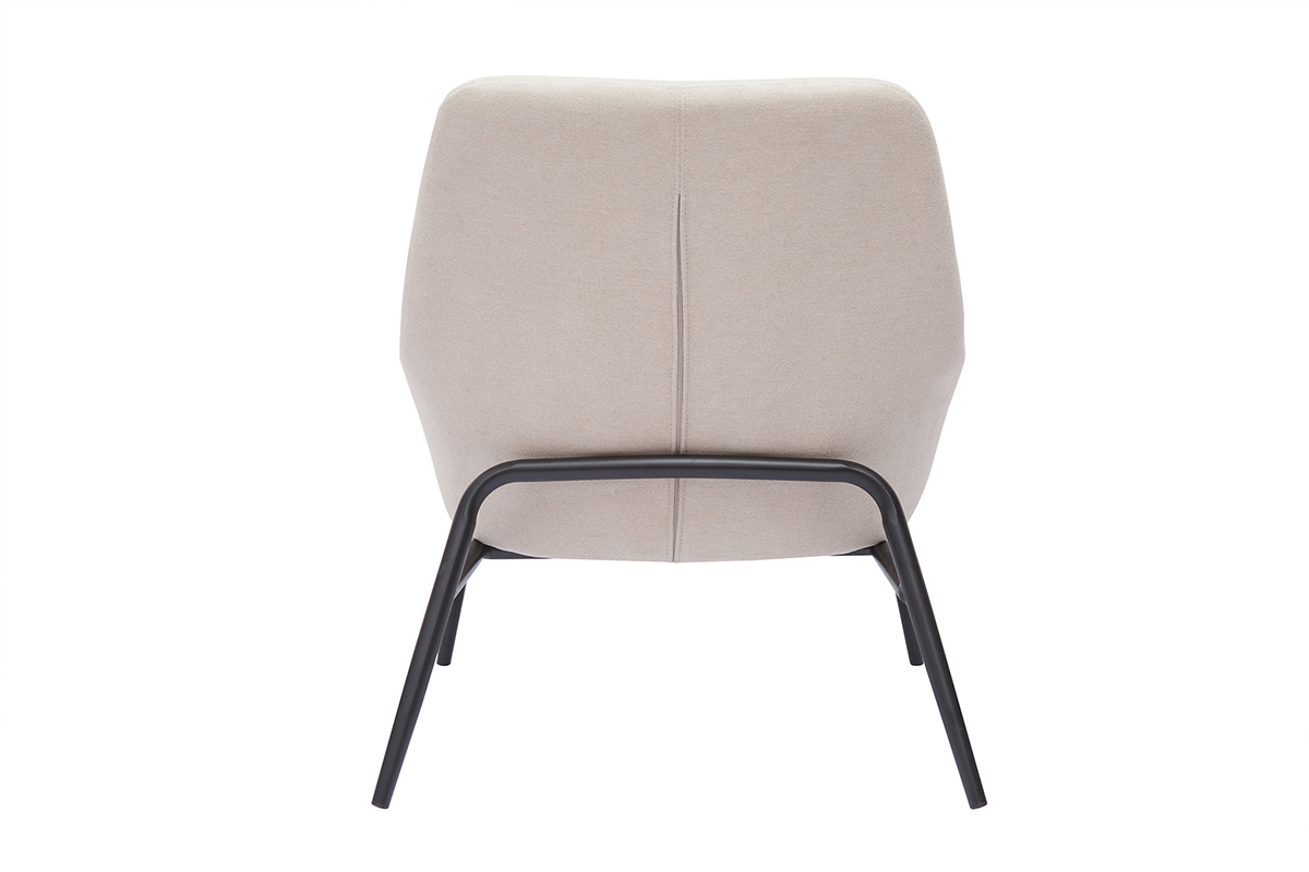 Fauteuil design en tissu effet velours beige et mtal noir MAXINE