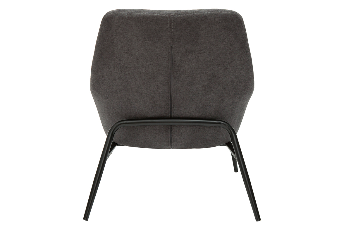 Fauteuil design en tissu effet velours gris fonc et mtal noir MAXINE