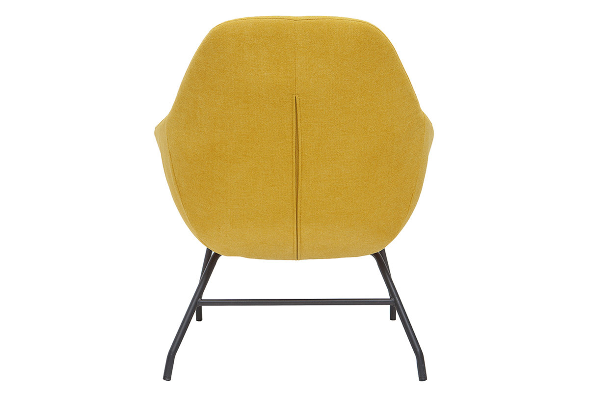 Fauteuil design en tissu effet velours jaune moutarde et mtal noir MAYNE