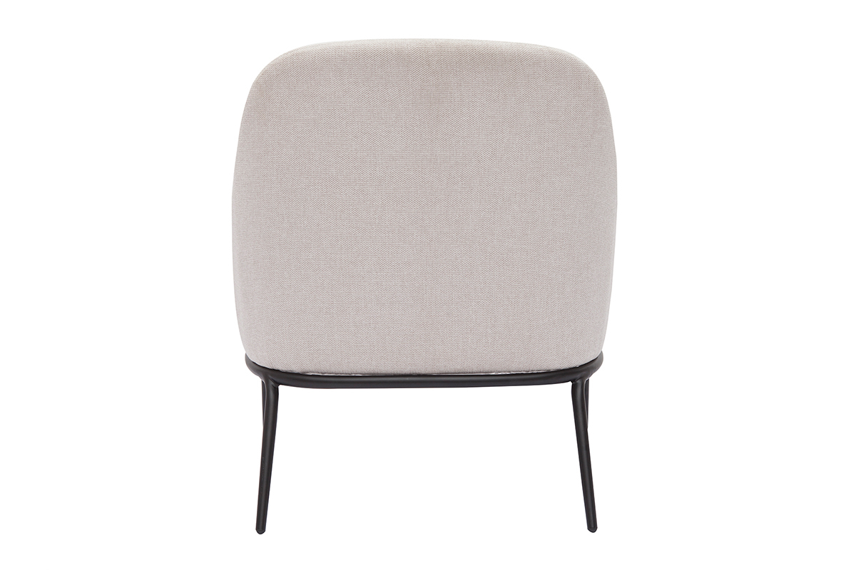 Fauteuil design en tissu effet velours textur beige et mtal noir BREGO