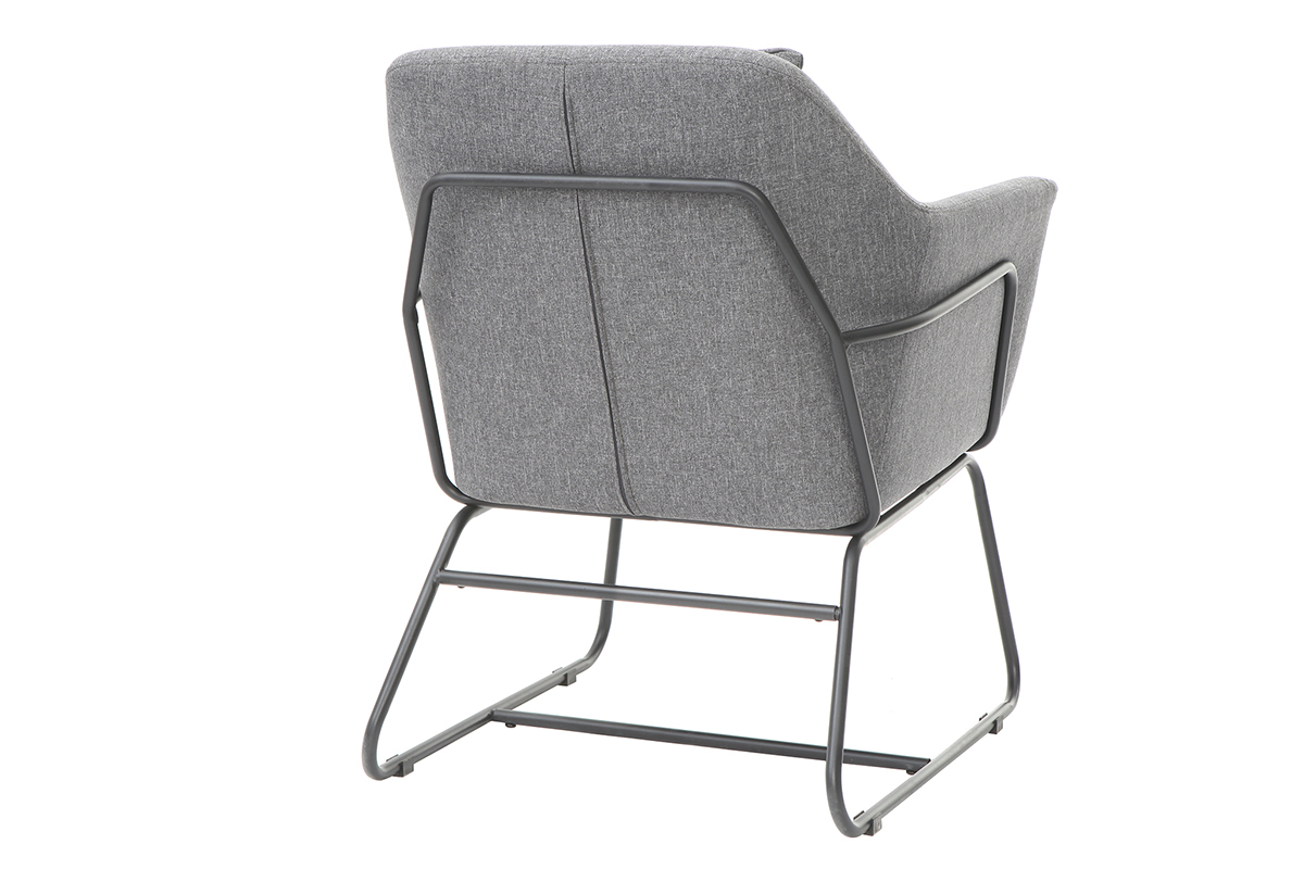 Fauteuil design en tissu gris fonc et mtal noir MONROE