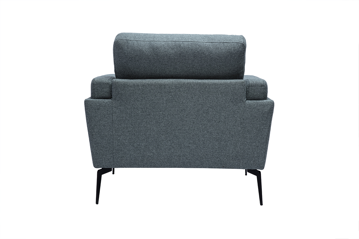 Fauteuil design en tissu vert de gris et mtal noir MOSCO