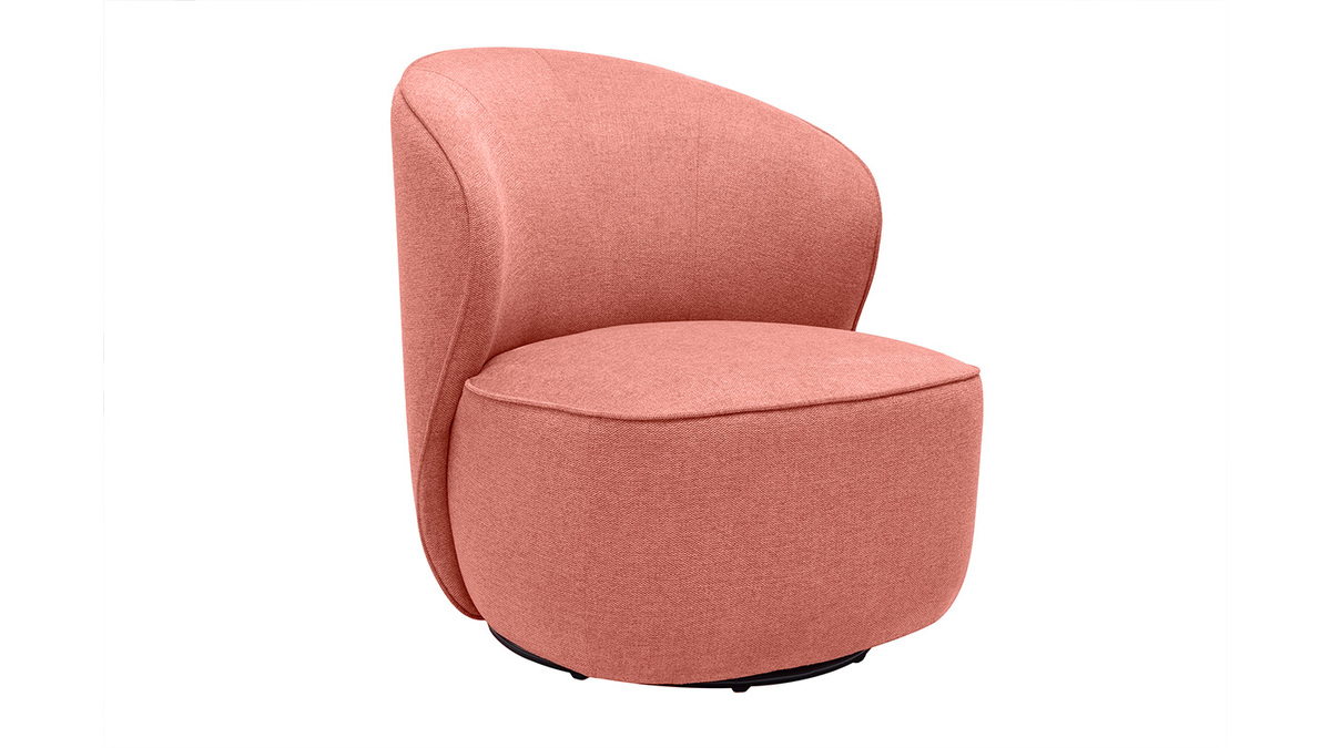 Fauteuil design pivotant en tissu effet velours textur terracotta AMBER