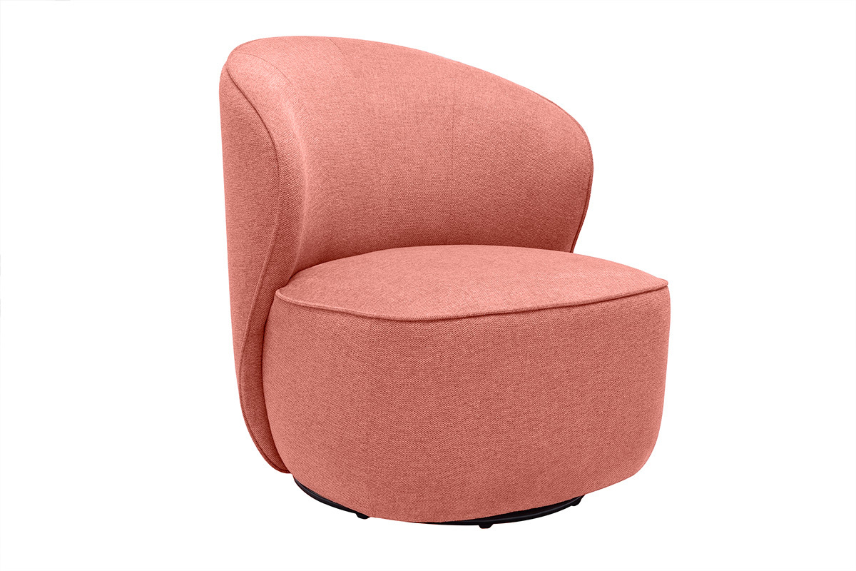 Fauteuil design pivotant en tissu effet velours textur terracotta AMBER