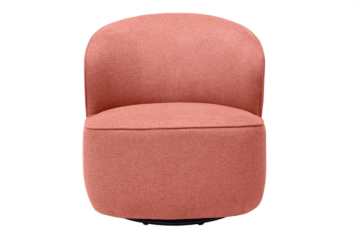 Fauteuil design pivotant en tissu effet velours textur terracotta AMBER