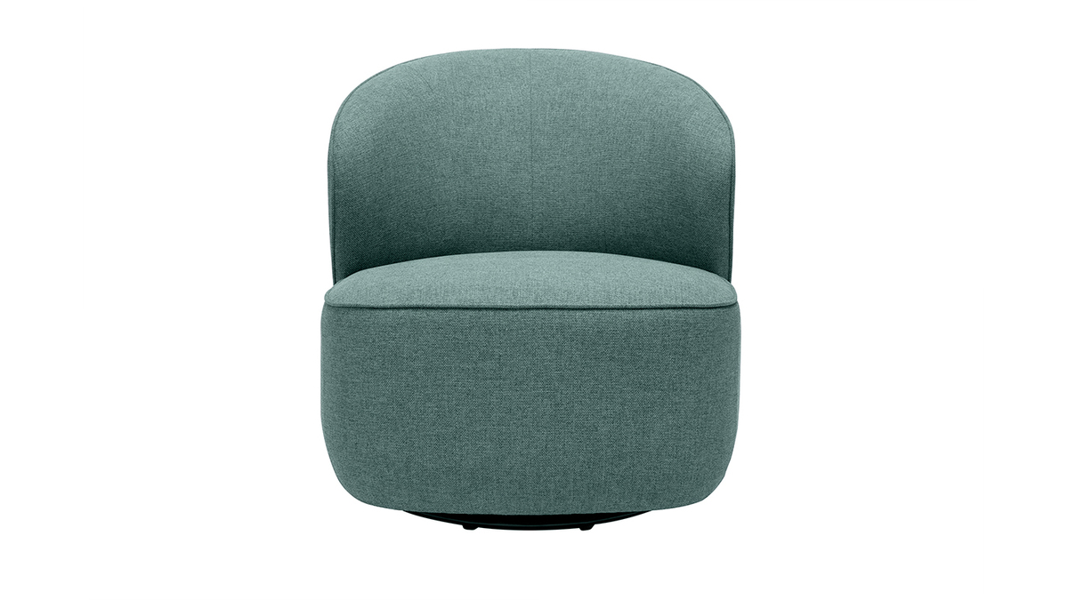 Fauteuil design pivotant en tissu vert de gris AMBER