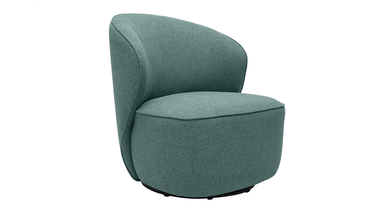 Fauteuil design pivotant en tissu vert de gris AMBER