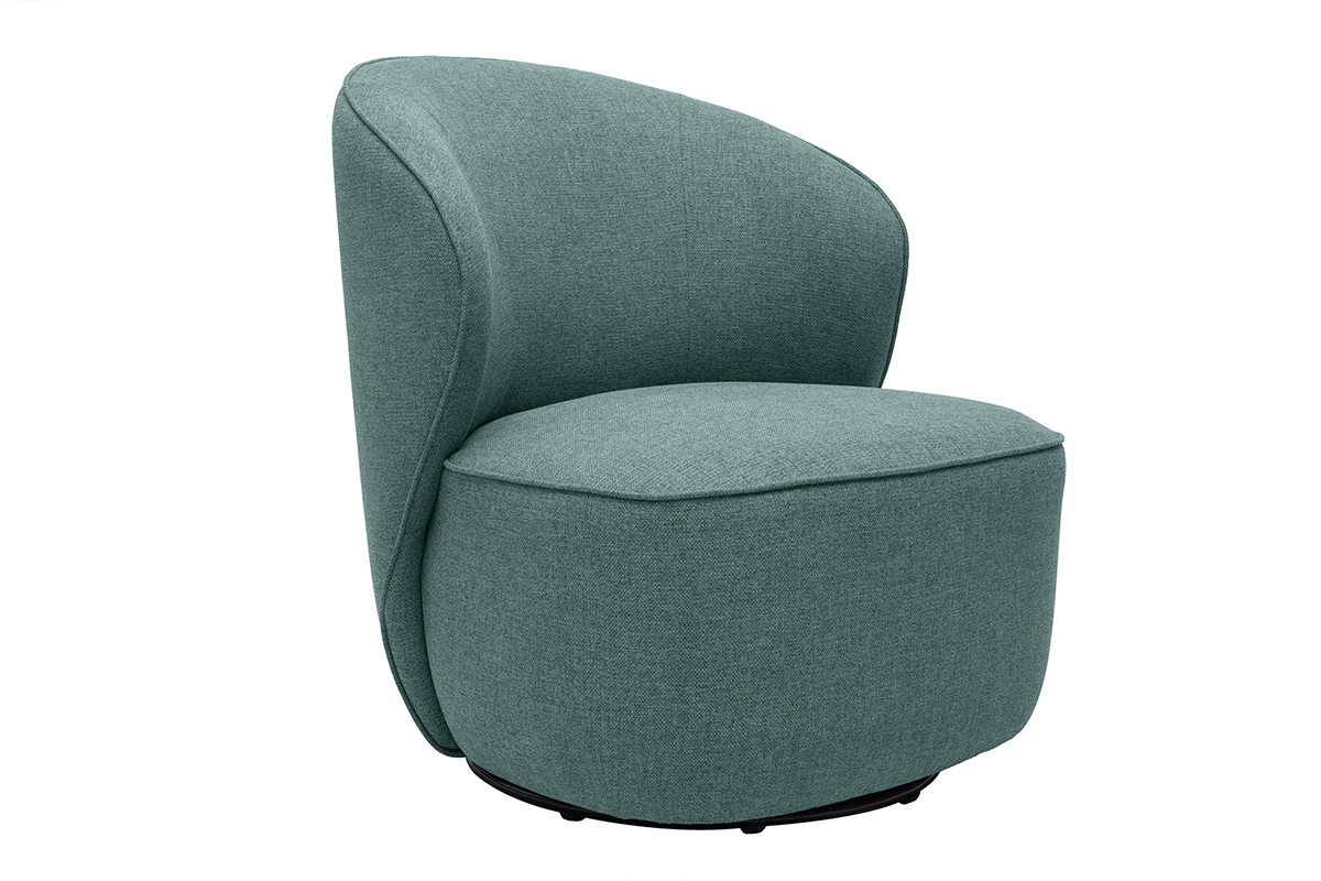 Fauteuil design pivotant en tissu vert de gris AMBER