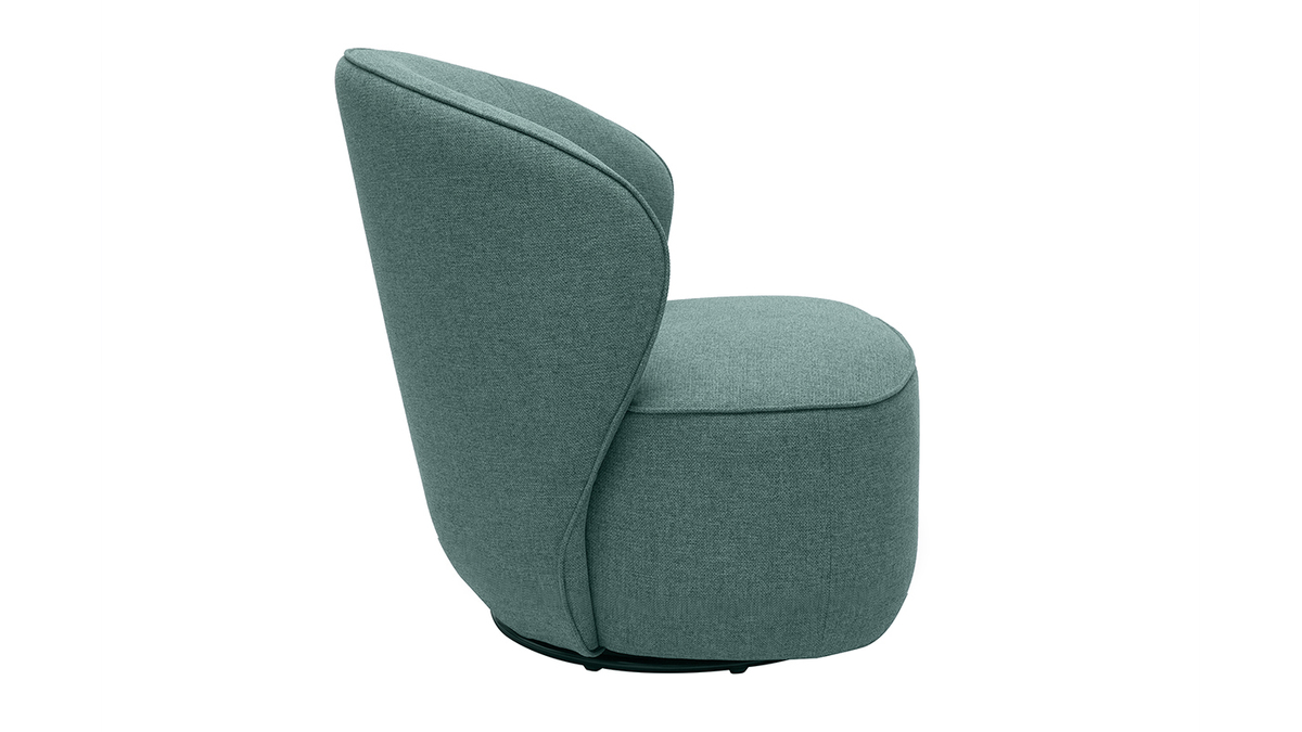 Fauteuil design pivotant en tissu vert de gris AMBER