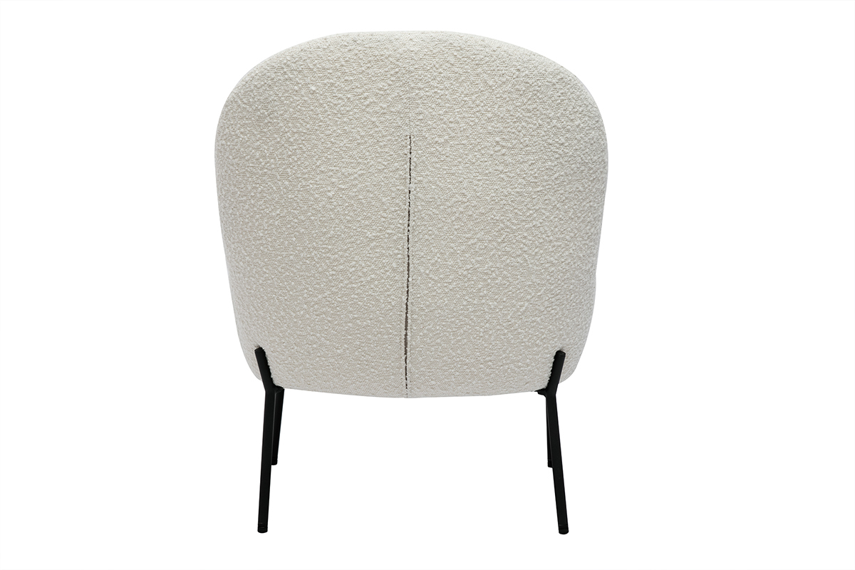 Fauteuil en tissu effet laine boucle blanc et mtal noir BELEY